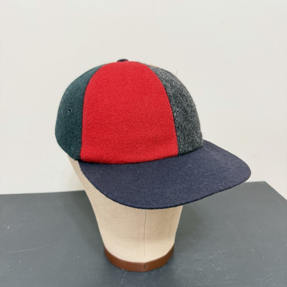 Vintage 90s J.Crew Wool Colorblock 6 Panel Hat Cap Made USA Mens Small
